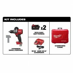 Tools & Equipment Milwaukee 2804-22 M18 FUEL 18V 1/2-Inch Lithium-Ion Brushless Hammer Drill Kit