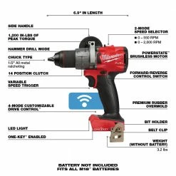 Tools & Equipment Milwaukee 2806-20 M18 FUEL 18V 1/2-Inch Cordless Hammer Drill - Bare Tool