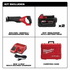Tools & Equipment Milwaukee 2821-22 M18 FUEL 18V SAWZALL Cordless Reciprocating Saw Kit - 2/XC5.0