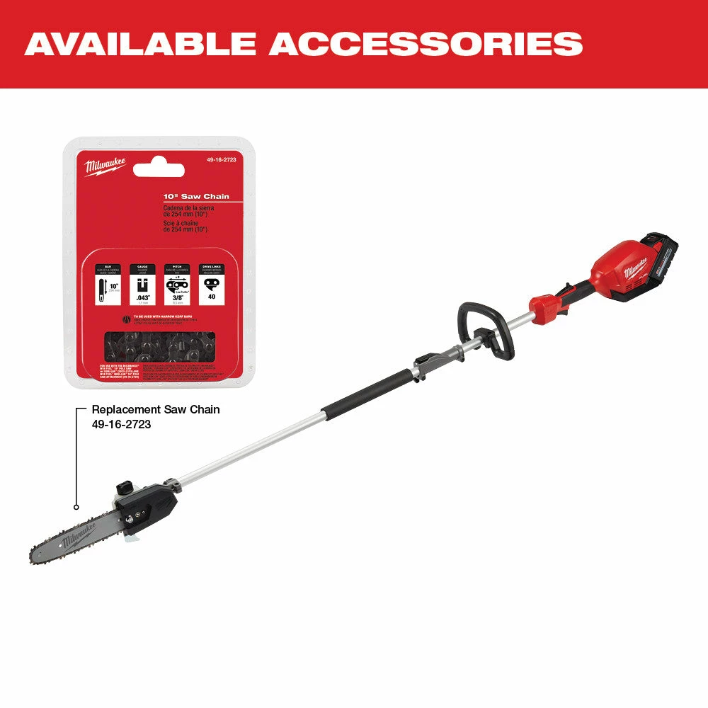 Lawn & Outdoor Power Milwaukee 2825-21PS M18 FUEL 18V 10-Inch QUIK-LOK Cordless Pole Saw Kit 16 Lawn & Outdoor Power Milwaukee 2825-21PS M18 FUEL 18V 10-Inch QUIK-LOK Cordless Pole Saw Kit