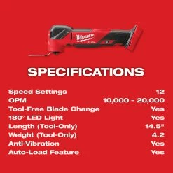 Milwaukee 2836-20 M18 FUEL 18V Cordless Li-Ion Oscillating Multi-Tool -Bare Tool Tools & Equipment