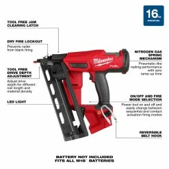 Tools & Equipment Milwaukee 2841-20 M18 FUEL Ergonomic 16 Gauge Angled Finish Nailer - Bare Tool