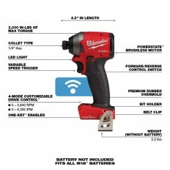 Milwaukee 2857-20 M18 FUEL 18V 1/4-Inch Hex Impact Driver - Bare Tool