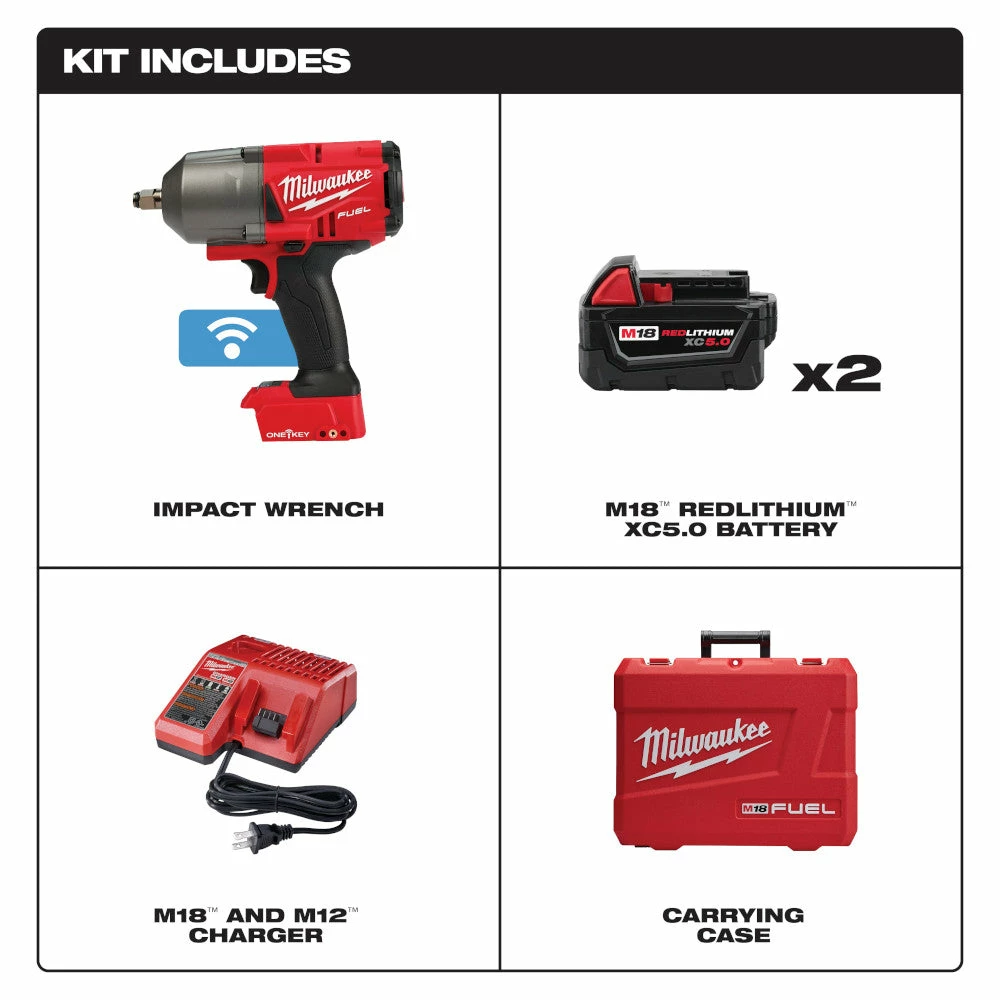 Milwaukee 2863-22 M18 FUEL 18V 1/2" High Torque Impact Wrench Kit Tools & Equipment 4 Milwaukee 2863-22 M18 FUEL 18V 1/2" High Torque Impact Wrench Kit Tools & Equipment