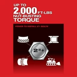 Tools & Equipment Milwaukee 2868-20 M18 FUEL 18V 1" D-Handle High Torque Impact Wrench - Bare Tool 16 Tools & Equipment Milwaukee 2868-20 M18 FUEL 18V 1