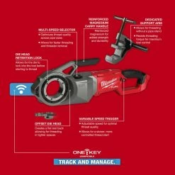 Milwaukee 2874-20 M18 FUEL 18V Pipe Threader ONE-KEY - Bare Tool Tools & Equipment