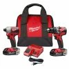 Milwaukee 2892-22CT M18 18V 2-Tool Drill Driver And Impact Driver Combo Kit Tools & Equipment