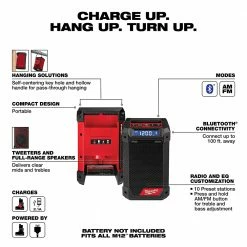 Milwaukee 2951-20 M12 12V Bluetooth Speaker Radio/Charger - Bare Tool