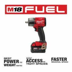 Tools & Equipment Milwaukee 2962-22 M18 FUEL 18V 1/2" Cordless Li-Ion Mid-Torque Impact Wrench Kit 16 Tools & Equipment Milwaukee 2962-22 M18 FUEL 18V 1/2