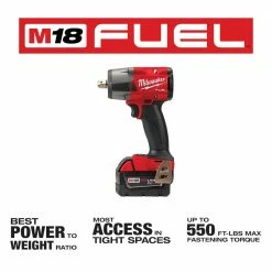Tools & Equipment Milwaukee 2962P-22 M18 FUEL 18V 1/2" Cordless Li-Ion Mid Impact Wrench Kit 16 Tools & Equipment Milwaukee 2962P-22 M18 FUEL 18V 1/2
