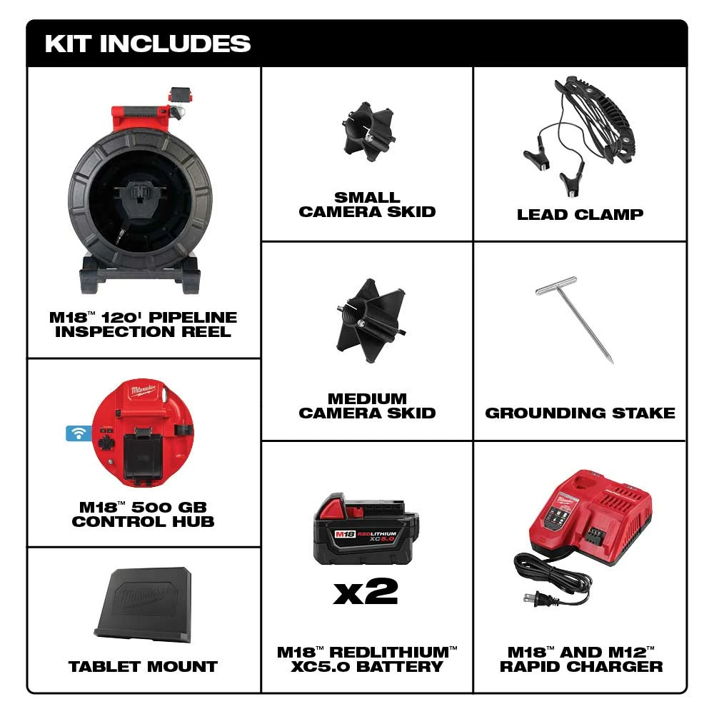 Tools & Equipment Milwaukee 2973-22 M18 120’ Pipeline Sewer Camera Inspection System Kit 4 Tools & Equipment Milwaukee 2973-22 M18 120’ Pipeline Sewer Camera Inspection System Kit