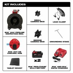 Milwaukee 2974-22 M18 200’ High Resolution Pipeline Inspection System Kit Tools & Equipment