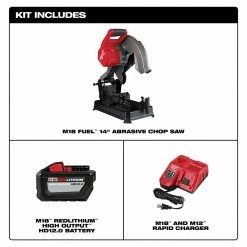 Milwaukee 2990-21HD M18 FUEL 14" Li-Ion Brushless Portable Abrasive Chop Saw Kit Tools & Equipment