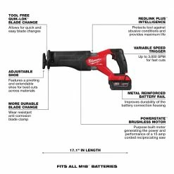 Tools & Equipment Milwaukee 2998-25 M18 FUEL 18V Lithium-Ion Brushless Cordless Combo Kit - 5 PC