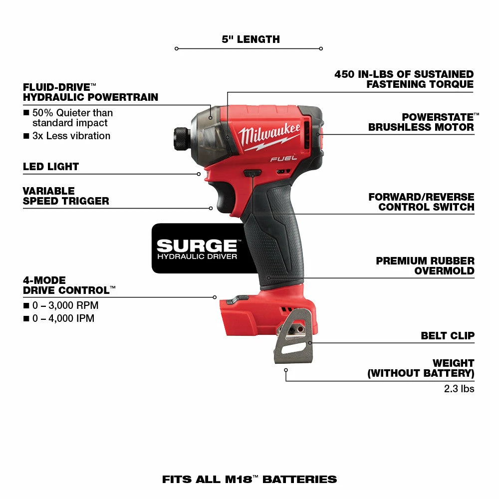 Tools & Equipment Milwaukee 2999-22 M18 FUEL 18V 2-Tool Hammer Drill/Impact Driver Combo Kit 8 Tools & Equipment Milwaukee 2999-22 M18 FUEL 18V 2-Tool Hammer Drill/Impact Driver Combo Kit