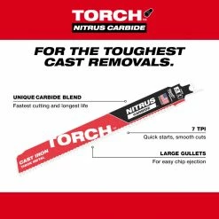 Milwaukee 48-00-5262 9" 7TPI The TORCH FOR CAST IRON W/ NITRUS CARBIDE - 1 PK Tools & Equipment