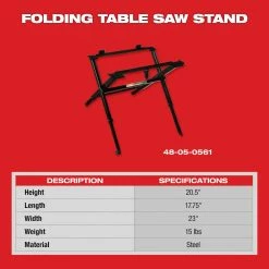 Milwaukee 48-08-0561 Black Heavy Duty Steel Compact Folding Table Saw Stand 10 Milwaukee 48-08-0561 Black Heavy Duty Steel Compact Folding Table Saw Stand