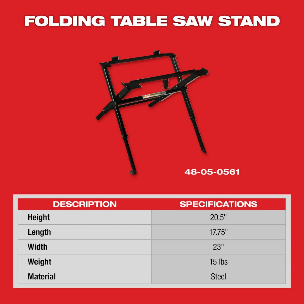 Milwaukee 48-08-0561 Black Heavy Duty Steel Compact Folding Table Saw Stand 6 Milwaukee 48-08-0561 Black Heavy Duty Steel Compact Folding Table Saw Stand