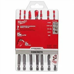 Milwaukee 48-20-9052 SHOCKWAVE Hex Shank Carbide Hammer Bit Kit - 7 Pc
