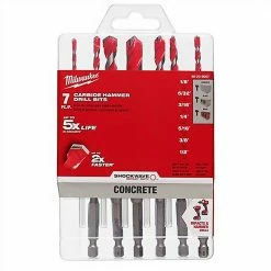 Milwaukee 48-20-9057 SHOCKWAVE Hex Shank Large Carbide Hammer Bit Kit - 7 Pc Tools & Equipment
