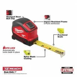 Milwaukee 48-22-6816 16' Compact Heavy Duty Auto Lock Tape