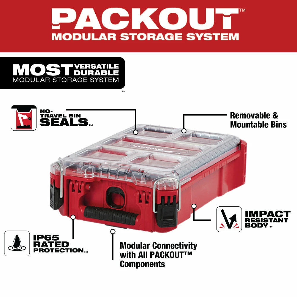 Milwaukee 48-22-8435 5-Bin Impact Resistant Polymer Packout Compact Organizer 4 Milwaukee 48-22-8435 5-Bin Impact Resistant Polymer Packout Compact Organizer