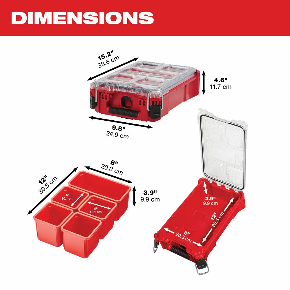 Milwaukee 48-22-8435 5-Bin Impact Resistant Polymer Packout Compact Organizer 5 Milwaukee 48-22-8435 5-Bin Impact Resistant Polymer Packout Compact Organizer