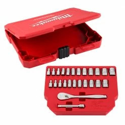 Milwaukee 48-22-9044 1/4" Drive Metric SAE Ratchet/Socket Set - 25 PC Tools & Equipment 16 Milwaukee 48-22-9044 1/4