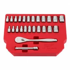 Milwaukee 48-22-9044 1/4" Drive Metric SAE Ratchet/Socket Set - 25 PC Tools & Equipment 17 Milwaukee 48-22-9044 1/4
