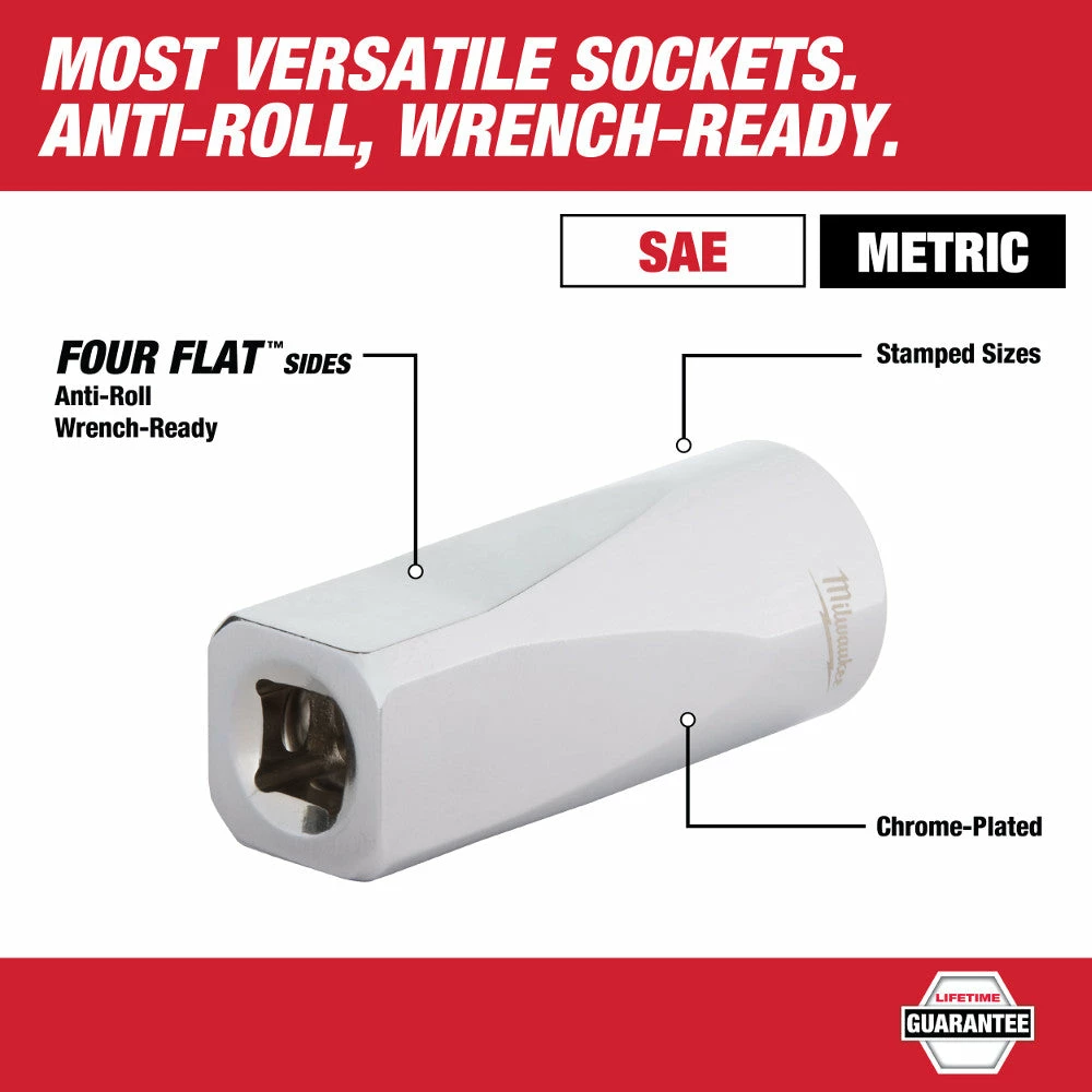 Milwaukee 48-22-9044 1/4" Drive Metric SAE Ratchet/Socket Set - 25 PC Tools & Equipment 10 Milwaukee 48-22-9044 1/4" Drive Metric SAE Ratchet/Socket Set - 25 PC Tools & Equipment