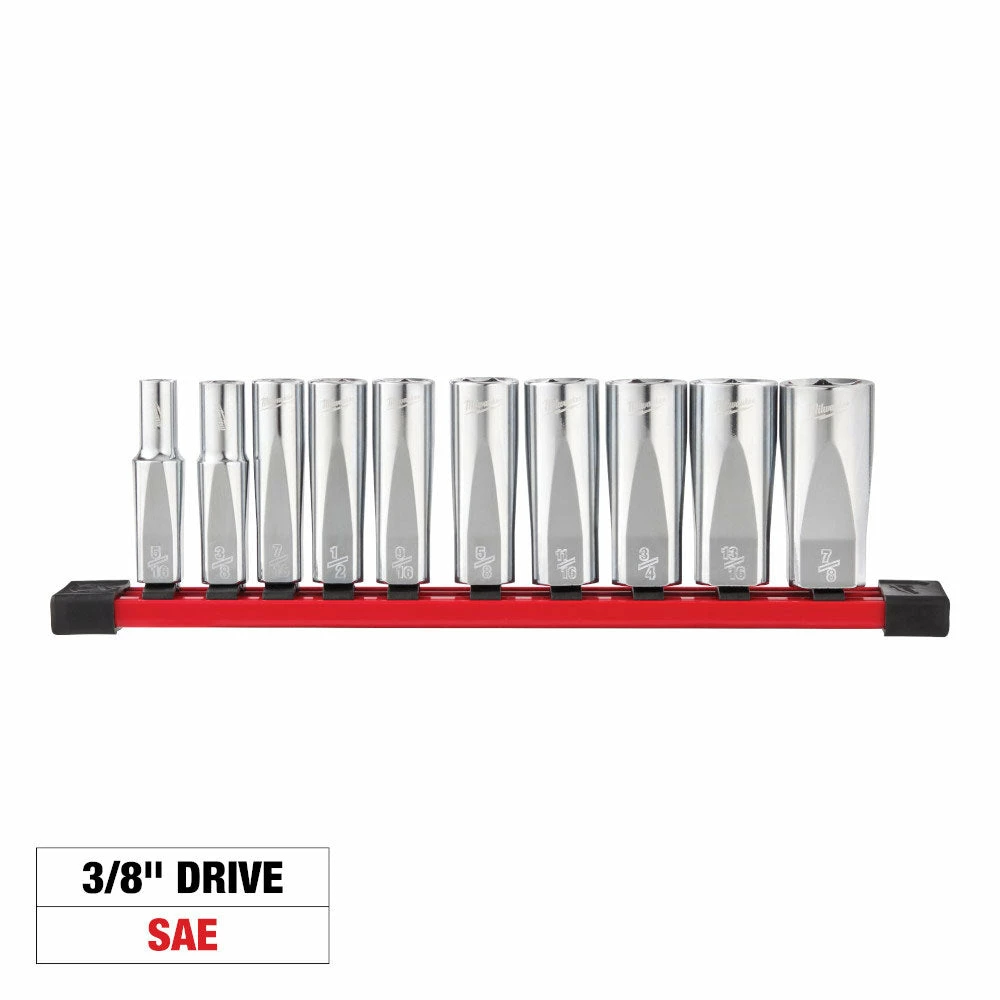 Milwaukee 48-22-9405 3/8" Drive Deep Well SAE Socket Set - 10pc 7 Milwaukee 48-22-9405 3/8" Drive Deep Well SAE Socket Set - 10pc