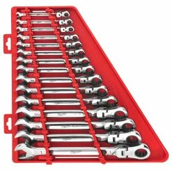 Tools & Equipment Milwaukee 48-22-9413 Flex Head Ratcheting SAE Combination Wrench Set - 15 PC