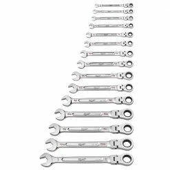 Tools & Equipment Milwaukee 48-22-9413 Flex Head Ratcheting SAE Combination Wrench Set - 15 PC