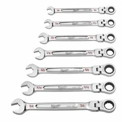 Milwaukee 48-22-9429 Flex Head Ratcheting SAE Combination Wrench Set - 7 PC