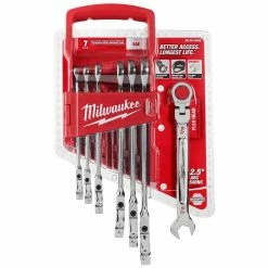 Milwaukee 48-22-9429 Flex Head Ratcheting SAE Combination Wrench Set - 7 PC