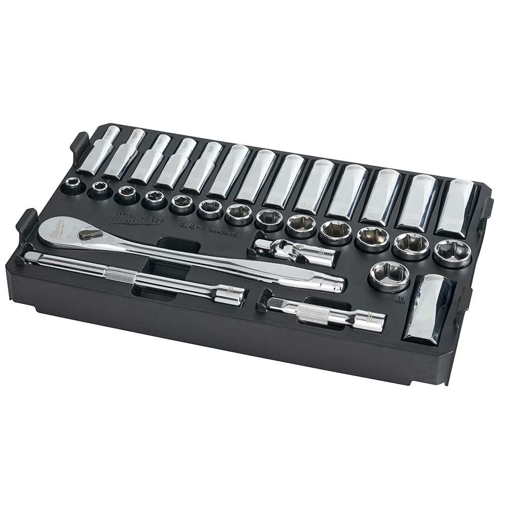 Milwaukee 48-22-9482 3/8” Ratchet Metric Socket Set W/ PACKOUT Case - 32pc 7 Milwaukee 48-22-9482 3/8” Ratchet Metric Socket Set W/ PACKOUT Case - 32pc
