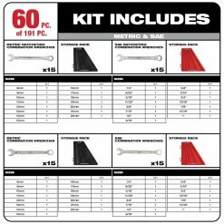 Milwaukee 48-22-9489 Heavy Duty Metric/SAE Mechaincs Tool Set 191 PC