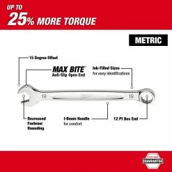 Milwaukee 48-22-9511 Metric Chrome Plated Combination Wrench Set - 11 PC Tools & Equipment