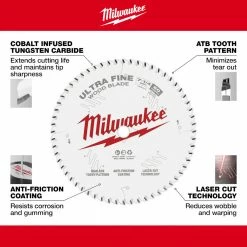 Milwaukee 48-40-0730 7-1/4" 60T Ultra Fine Finish Circular Saw Blade Tools & Equipment
