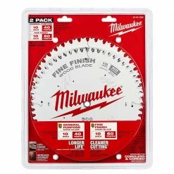 Power Tools Milwaukee 48-40-1036 10" 40T / 60T Circular Saw Wood Cutting Blades - 2 PC