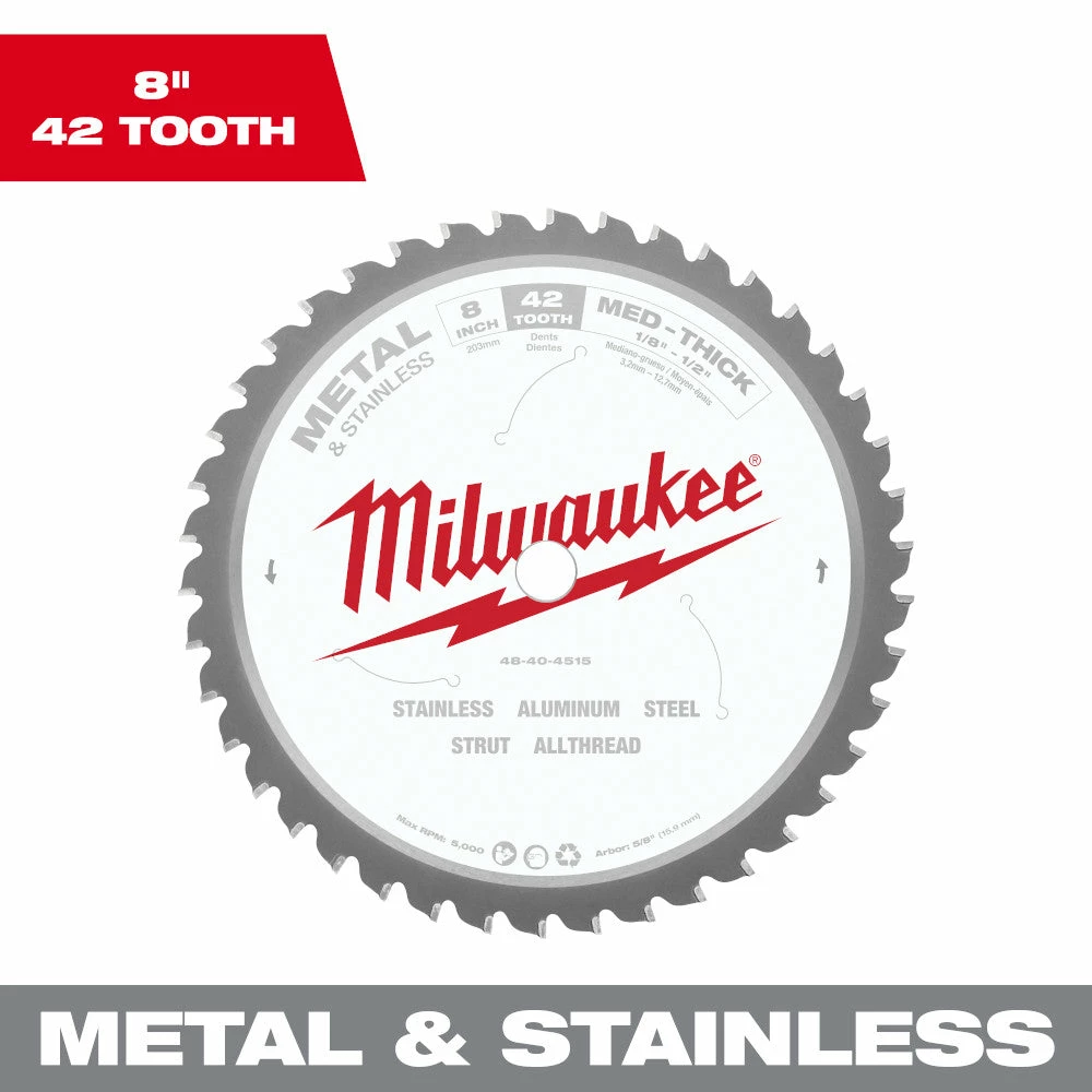 Milwaukee 48-40-4515 8-Inch 42-TPI Durable Metal Cutting Circular Saw Blade 6 Milwaukee 48-40-4515 8-Inch 42-TPI Durable Metal Cutting Circular Saw Blade