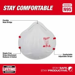 Tools & Equipment Milwaukee 48-73-4035 N95 Respirator W/ Flexible Nose Bridge - 20 PK