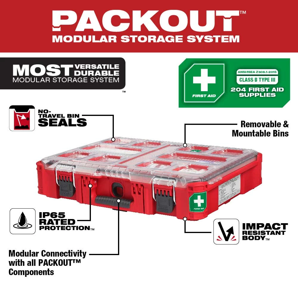 Milwaukee 48-73-8430 PACKOUT Class B Type III Durable First Aid Kit - 204 PC Tools & Equipment 5 Milwaukee 48-73-8430 PACKOUT Class B Type III Durable First Aid Kit - 204 PC Tools & Equipment