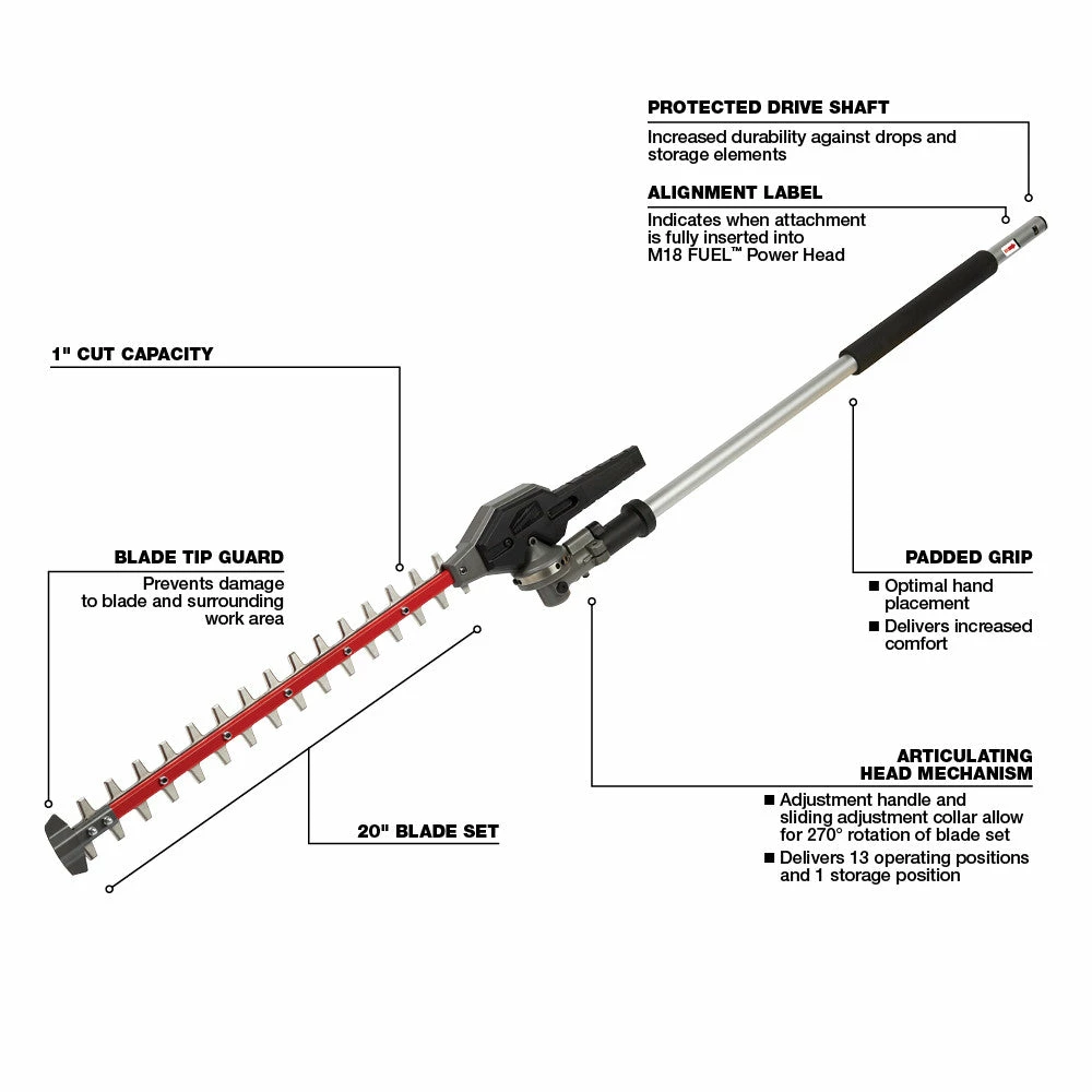 Milwaukee 49-16-2719 M18 FUEL 18V 20-Inch QUIK-LOK Hedge Trimmer Attachment Lawn & Outdoor Power 4 Milwaukee 49-16-2719 M18 FUEL 18V 20-Inch QUIK-LOK Hedge Trimmer Attachment Lawn & Outdoor Power