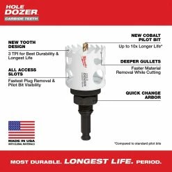 Power Tools Milwaukee 49-22-3079 HOLE DOZER W/ Durable Carbide Teeth Hole Saw Kit - 9 PC 17 Power Tools Milwaukee 49-22-3079 HOLE DOZER W/ Durable Carbide Teeth Hole Saw Kit - 9 PC