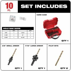 Milwaukee 49-22-3084 10 PC HOLE DOZER W/Carbide Teeth Hole Saw Electrician's Kit Tools & Equipment