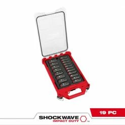 Tools & Equipment Milwaukee 49-66-6801 SHOCKWAVE 3/8” Impact Duty Socket MM PACKOUT Set - 19 PC