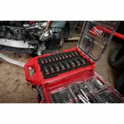 Tools & Equipment Milwaukee 49-66-6801 SHOCKWAVE 3/8” Impact Duty Socket MM PACKOUT Set - 19 PC