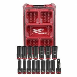 Milwaukee 49-66-6803 SHOCKWAVE 1/2” Impact Duty Socket MM PACKOUT Set - 16 PC Tools & Equipment
