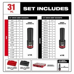 Milwaukee 49-66-6806 SHOCKWAVE 1/2” Impact Duty Socket PACKOUT Set - 31 PC Tools & Equipment